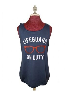 Baywatch Navy 'Lifeguard On Duty' Graphic Tank with Red Sunglasses Print